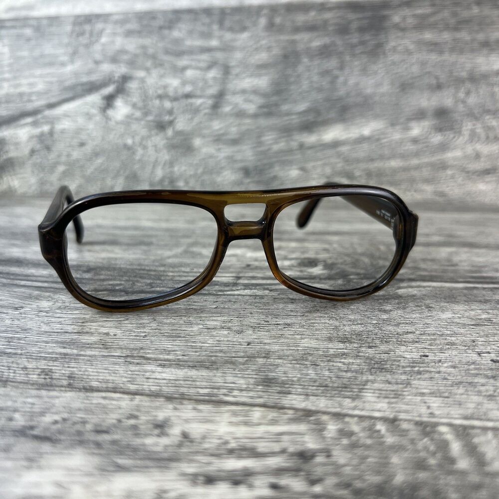 Vintage T. Brogan Optyl Eyeglasses Frames ONLY Brown Aviator Germany 58-18